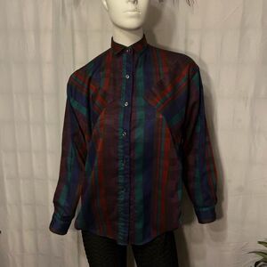 Mandy Multicolor button Down Junior Woman Shirt Sz 3/4